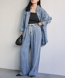 ap retro | とろみデニム イージーワイドパンツ / 体型カバー・大人リラックス(デニムパンツ)