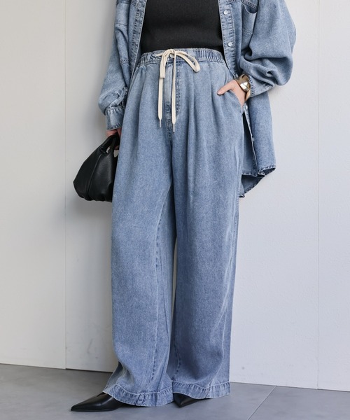 ap retro（アプレトロ）の「とろみデニム イージーワイドパンツ / 体型カバー・大人リラックス（デニムパンツ・レディース・ブルー系その他/ブラック系その他・FREE）」の20枚目の写真