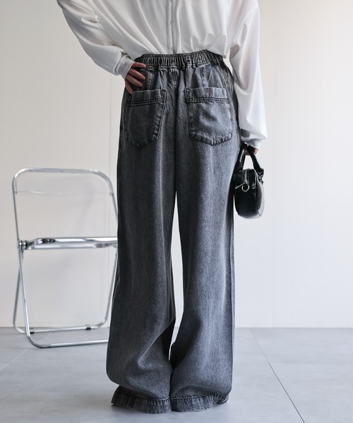 ap retro（アプレトロ）の「とろみデニム イージーワイドパンツ / 体型カバー・大人リラックス（デニムパンツ・レディース・ブルー系その他/ブラック系その他・FREE）」の11枚目の写真