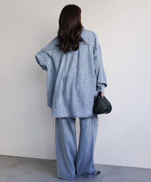 ap retro（アプレトロ）の「とろみデニム イージーワイドパンツ / 体型カバー・大人リラックス（デニムパンツ・レディース・ブルー系その他/ブラック系その他・FREE）」の17枚目の写真