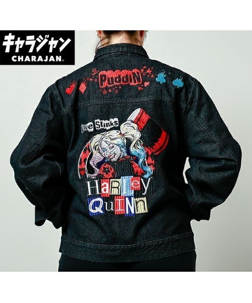 DC(ディーシー)の「【 DC COMIC 】 ハーレイクイン デニムトラッカージャケット ラブスティンクス 26S2(デニムジャケット・レディース・ブラック・LARGE/MEDIUM)」の2枚目の写真