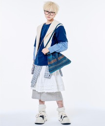 Never mind the XU / Chikashitsu+（ネバーマインド ザ エックスユー / チカシツプラス）の「【Nerd out XU】midium frill banding skirt / 【ナードアウトエックスユー】ミディアムフリルバンディングスカート <着用動画あり>（スカート）」