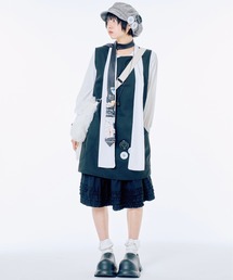Never mind the XU / Chikashitsu+（ネバーマインド ザ エックスユー / チカシツプラス）の「【Nerd out XU】midium frill banding skirt / 【ナードアウトエックスユー】ミディアムフリルバンディングスカート <着用動画あり>（スカート）」