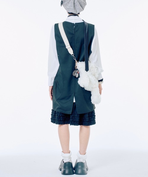 Never mind the XU / Chikashitsu+（ネバーマインド ザ エックスユー / チカシツプラス）の「【Nerd out XU】midium frill banding skirt / 【ナードアウトエックスユー】ミディアムフリルバンディングスカート <着用動画あり>（スカート・レディース・グレー/ブラック/ホワイト・S）」の22枚目の写真