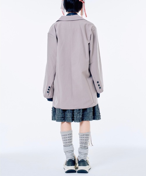 Never mind the XU / Chikashitsu+（ネバーマインド ザ エックスユー / チカシツプラス）の「【Nerd out XU】midium frill banding skirt / 【ナードアウトエックスユー】ミディアムフリルバンディングスカート <着用動画あり>（スカート・レディース・グレー/ブラック/ホワイト・S）」の10枚目の写真