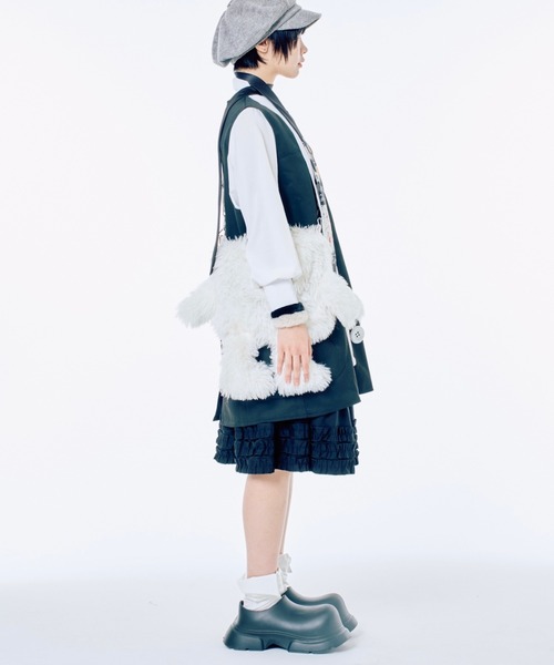 Never mind the XU / Chikashitsu+（ネバーマインド ザ エックスユー / チカシツプラス）の「【Nerd out XU】midium frill banding skirt / 【ナードアウトエックスユー】ミディアムフリルバンディングスカート <着用動画あり>（スカート・レディース・グレー/ブラック/ホワイト・S）」の20枚目の写真