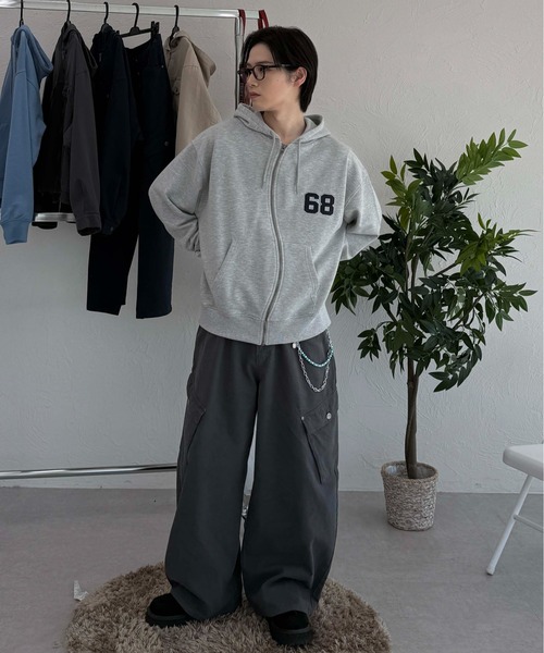 sedacle(セダクル)の「ナンバリングウェーブジップパーカー(パーカー・メンズ・ダークブラウン/グレー/サックスブルー・LARGE/MEDIUM/SMALL)」の9枚目の写真