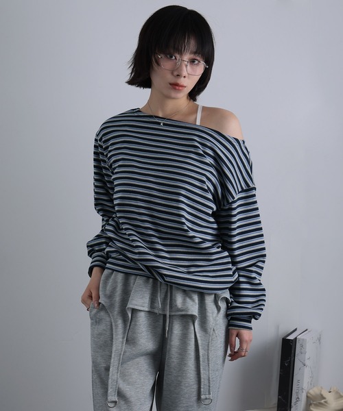 Ulysses(ユリシス)の「ボーダーオフショルカットソー(Tシャツ/カットソー・レディース・グレー/ネイビー・F)」の15枚目の写真