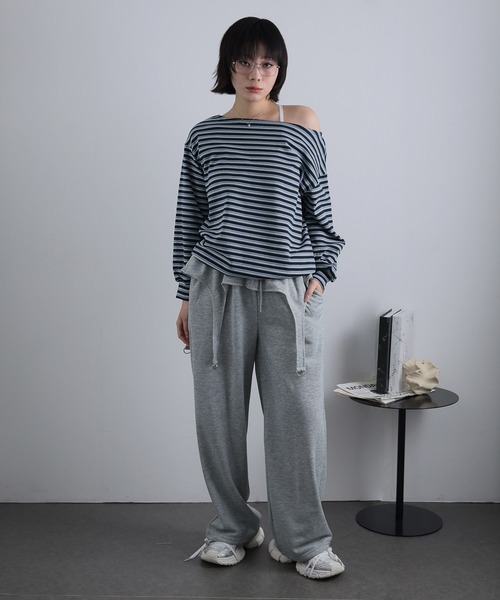Ulysses(ユリシス)の「ボーダーオフショルカットソー(Tシャツ/カットソー・レディース・グレー/ネイビー・F)」の6枚目の写真
