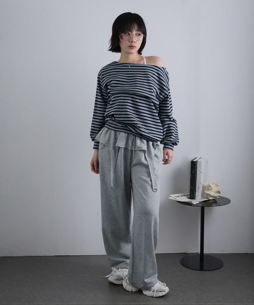 Ulysses(ユリシス)の「ボーダーオフショルカットソー(Tシャツ/カットソー・レディース・グレー/ネイビー・F)」の7枚目の写真