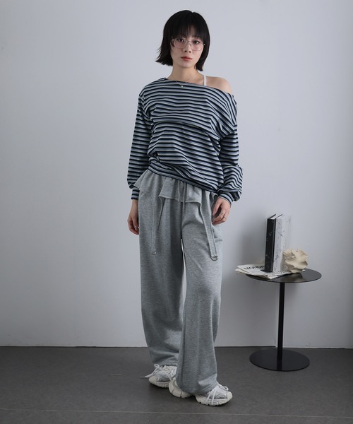 Ulysses(ユリシス)の「ボーダーオフショルカットソー(Tシャツ/カットソー・レディース・グレー/ネイビー・F)」の8枚目の写真