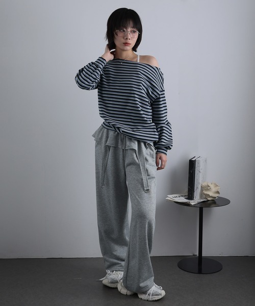 Ulysses(ユリシス)の「ボーダーオフショルカットソー(Tシャツ/カットソー・レディース・グレー/ネイビー・F)」の9枚目の写真