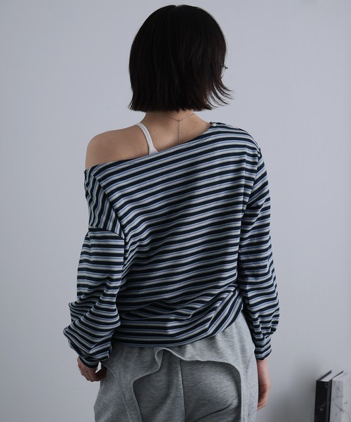 Ulysses(ユリシス)の「ボーダーオフショルカットソー(Tシャツ/カットソー・レディース・グレー/ネイビー・F)」の18枚目の写真