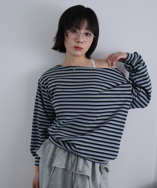 Ulysses(ユリシス)の「ボーダーオフショルカットソー(Tシャツ/カットソー・レディース・グレー/ネイビー・F)」の16枚目の写真
