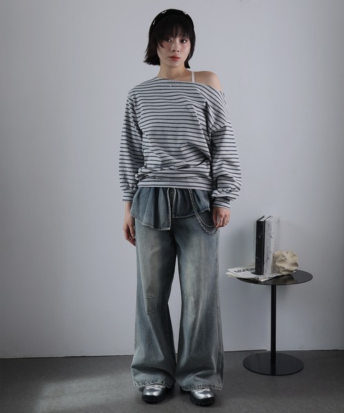 Ulysses(ユリシス)の「ボーダーオフショルカットソー(Tシャツ/カットソー・レディース・グレー/ネイビー・F)」の20枚目の写真