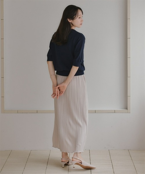 Petitjo(プッチージョ)の「小さいサイズ ゴールド調ボタン5分袖カーディガン 低身長さん・小柄女性(カーディガン/ボレロ・レディース・ネイビー/グレー・PL/PM/PS/PSS)」の9枚目の写真