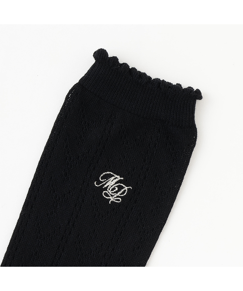 mezzo piano Junior（メゾピアノジュニア）の「透かし編みハイソックス（ソックス/靴下・キッズ・オフホワイト/ブラック・S(22-25cm)）」の3枚目の写真
