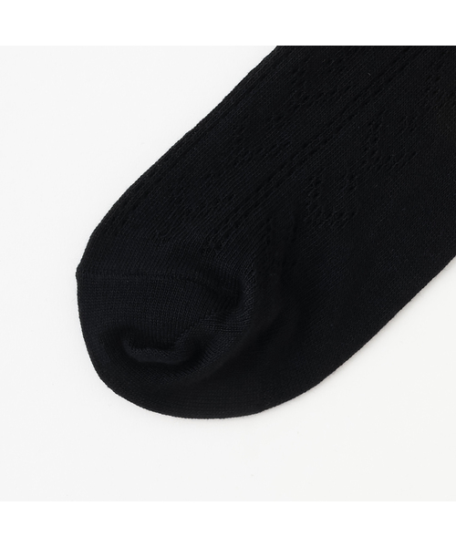 mezzo piano Junior（メゾピアノジュニア）の「透かし編みハイソックス（ソックス/靴下・キッズ・オフホワイト/ブラック・S(22-25cm)）」の4枚目の写真