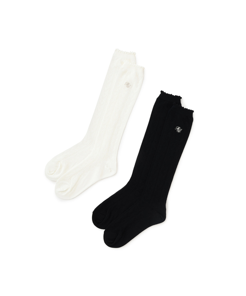 mezzo piano Junior（メゾピアノジュニア）の「透かし編みハイソックス（ソックス/靴下・キッズ・オフホワイト/ブラック・S(22-25cm)）」の6枚目の写真