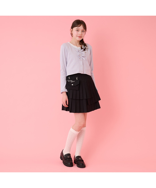 mezzo piano Junior（メゾピアノジュニア）の「透かし編みハイソックス（ソックス/靴下・キッズ・オフホワイト/ブラック・S(22-25cm)）」の9枚目の写真