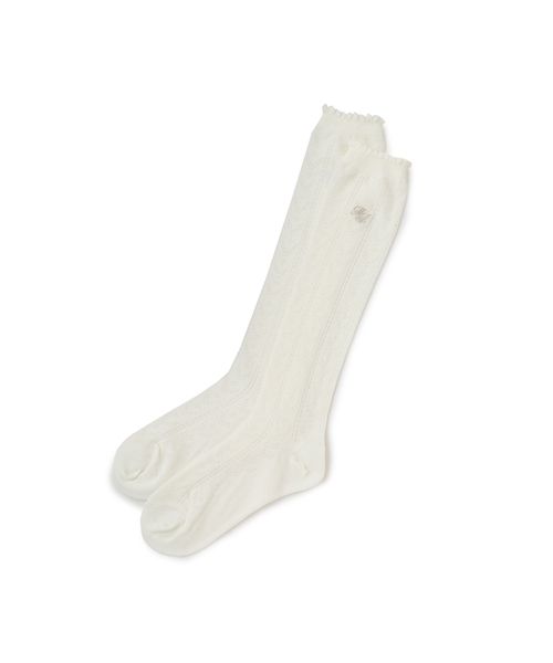 mezzo piano Junior（メゾピアノジュニア）の「透かし編みハイソックス（ソックス/靴下・キッズ・オフホワイト/ブラック・S(22-25cm)）」の14枚目の写真