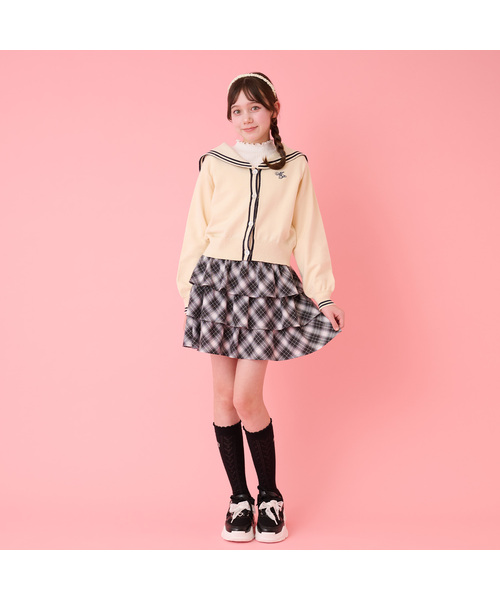 mezzo piano Junior（メゾピアノジュニア）の「透かし編みハイソックス（ソックス/靴下・キッズ・オフホワイト/ブラック・S(22-25cm)）」の15枚目の写真