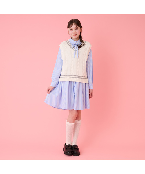 mezzo piano Junior（メゾピアノジュニア）の「透かし編みハイソックス（ソックス/靴下・キッズ・オフホワイト/ブラック・S(22-25cm)）」の17枚目の写真