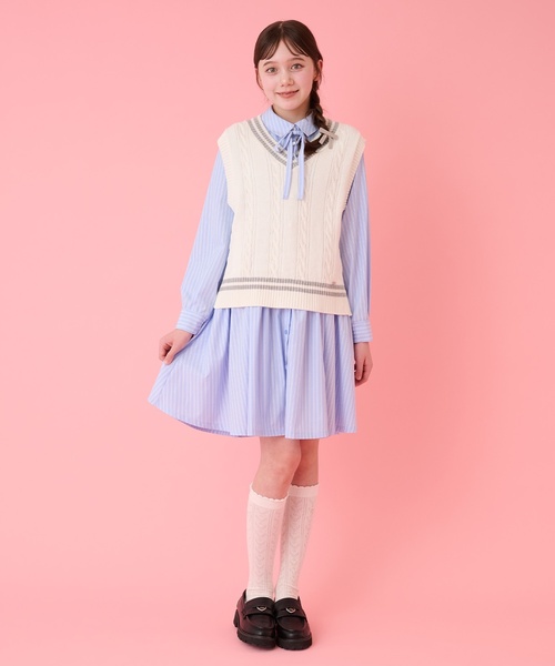 mezzo piano Junior(メゾピアノジュニア)の「透かし編みハイソックス(ソックス/靴下・キッズ・オフホワイト/ブラック・S(22-25cm))」の17枚目の写真