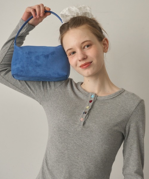 Birthday room(バースデイルーム)の「ミニスエードライクショルダーBAG/Mini suede-like shoulder bag(ショルダーバッグ・レディース・ブルー/ブラウン/ピンク・FREE)」の14枚目の写真