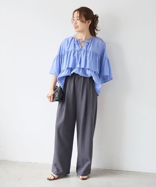 le.coeur blanc（ルクールブラン）の「麻混メランジツータックパンツ（その他パンツ・レディース・ピンク/オートミール・36/38）」の9枚目の写真