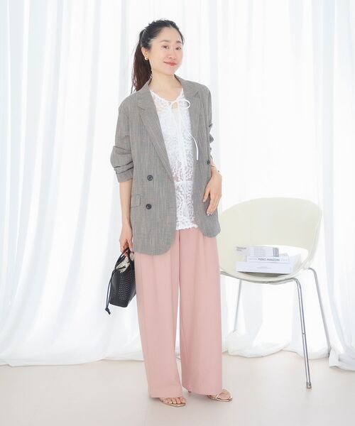 le.coeur blanc(ルクールブラン)の「麻混メランジツータックパンツ(その他パンツ・レディース・ピンク/オートミール/チャコールグレー・36/38)」の12枚目の写真