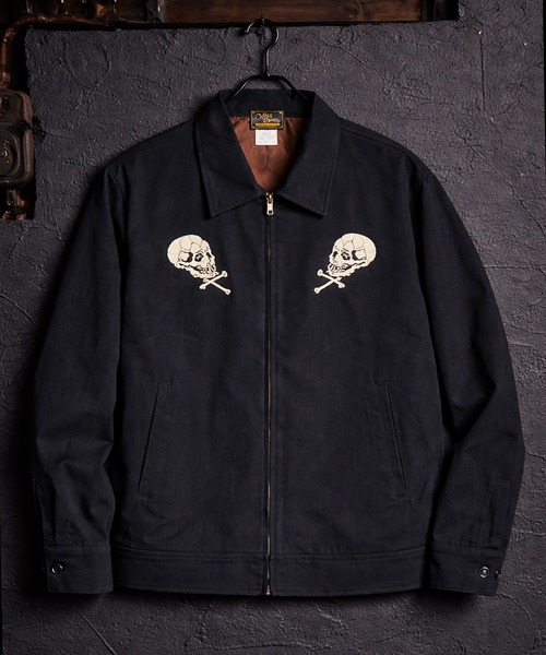 Coffee & Cigarettes(コーヒーアンドシガレッツ)の「2D47 スカルデザイン スイングトップ ジャケット(ブルゾン・メンズ・ブラック・L/XL/M)」の2枚目の写真