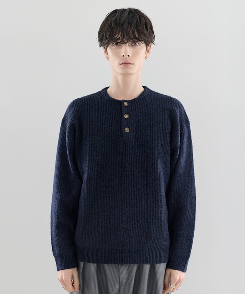 ASTRONOMY（アストロノミー）の「Buyer's Select/片畦ルーズサイズヘンリーネックニット（ニット/セーター・メンズ・ネイビー/ブラック/グレー・M/L）」の22枚目の写真