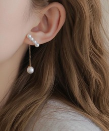 YU-KA:ラインパール チェーンピアス line Pearl chain pierce