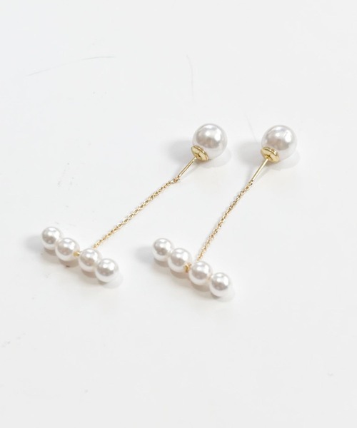 yu-ka(ユーカ)の「YU-KA:ラインパール チェーンピアス line Pearl chain pierce(ピアス(両耳用)・レディース・ゴールド・FREE)」の3枚目の写真