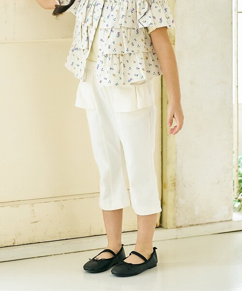 Seraph(セラフ)の「【接触冷感】ウエストフリルスタイルアップパンツ(その他パンツ・キッズ・ネイビー/サックスブルー/アイボリー/チェック/ピンク・100/90/80/140/130/120/110)」の2枚目の写真