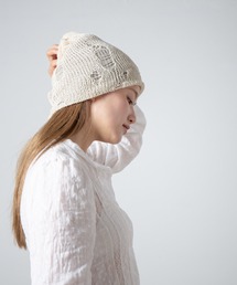 RACAL（ラカル）の「Ripped Cotton Knit Layered Summer Beanie / ダメージ風針抜き編みレイヤードコットンニットビーニー（ニットキャップ/ビーニー・レディース）」