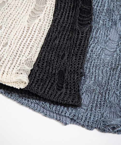 RACAL（ラカル）の「Ripped Cotton Knit Layered Summer Beanie / ダメージ風針抜き編みレイヤードコットンニットビーニー（ニットキャップ/ビーニー・レディース・アイボリー/ブラック/ブルー・FREE）」の10枚目の写真