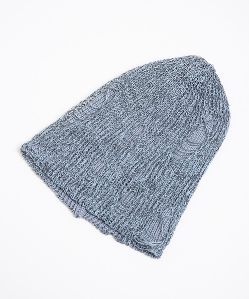 RACAL（ラカル）の「Ripped Cotton Knit Layered Summer Beanie / ダメージ風針抜き編みレイヤードコットンニットビーニー（ニットキャップ/ビーニー・レディース・アイボリー/ブラック/ブルー・FREE）」の11枚目の写真