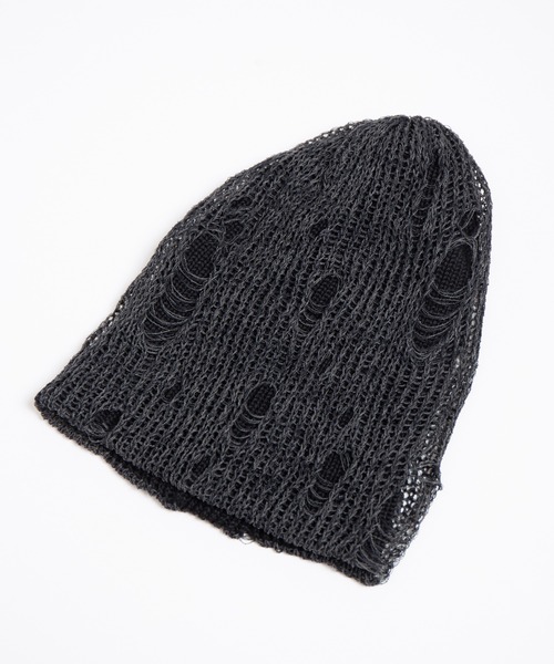 RACAL（ラカル）の「Ripped Cotton Knit Layered Summer Beanie / ダメージ風針抜き編みレイヤードコットンニットビーニー（ニットキャップ/ビーニー・レディース・アイボリー/ブラック/ブルー・FREE）」の13枚目の写真