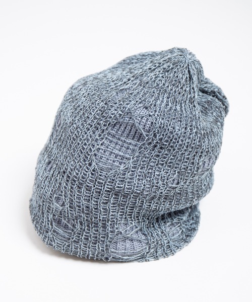 RACAL（ラカル）の「Ripped Cotton Knit Layered Summer Beanie / ダメージ風針抜き編みレイヤードコットンニットビーニー（ニットキャップ/ビーニー・レディース・アイボリー/ブラック/ブルー・FREE）」の16枚目の写真