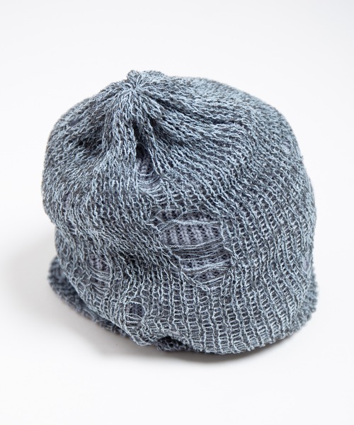 RACAL（ラカル）の「Ripped Cotton Knit Layered Summer Beanie / ダメージ風針抜き編みレイヤードコットンニットビーニー（ニットキャップ/ビーニー・レディース・アイボリー/ブラック/ブルー・FREE）」の17枚目の写真