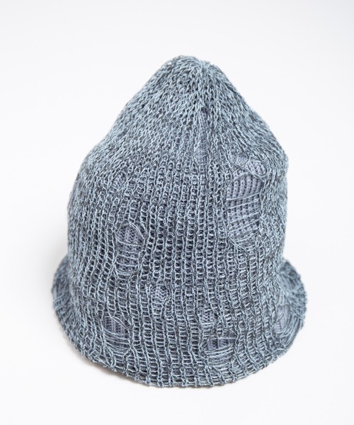 RACAL（ラカル）の「Ripped Cotton Knit Layered Summer Beanie / ダメージ風針抜き編みレイヤードコットンニットビーニー（ニットキャップ/ビーニー・レディース・アイボリー/ブラック/ブルー・FREE）」の19枚目の写真