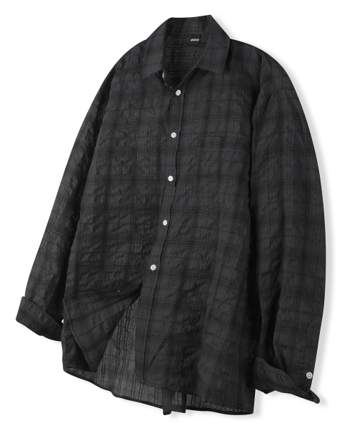 MOOVN(ムブン)の「ヴィンテージリンクルチェックシャツチャコール(シャツ/ブラウス・メンズ・その他・LARGE/MEDIUM)」の1枚目の写真