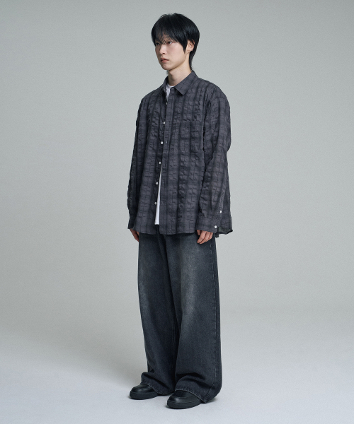 MOOVN(ムブン)の「ヴィンテージリンクルチェックシャツチャコール(シャツ/ブラウス・メンズ・その他・LARGE/MEDIUM)」の4枚目の写真