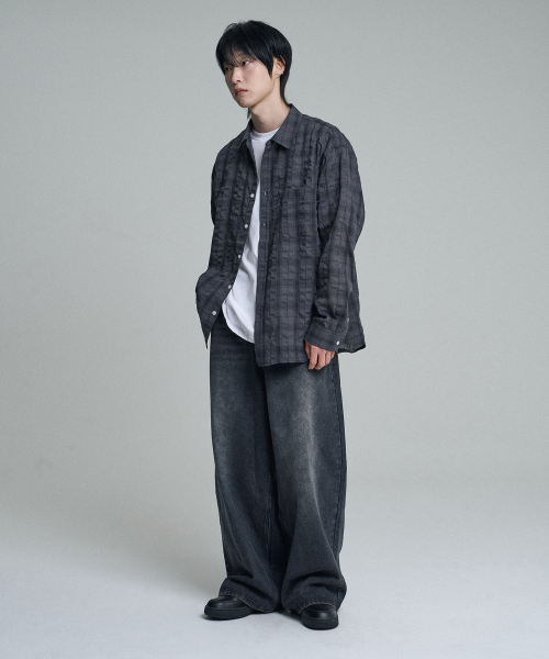 MOOVN(ムブン)の「ヴィンテージリンクルチェックシャツチャコール(シャツ/ブラウス・メンズ・その他・LARGE/MEDIUM)」の5枚目の写真