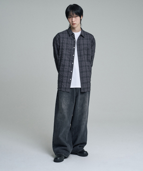 MOOVN(ムブン)の「ヴィンテージリンクルチェックシャツチャコール(シャツ/ブラウス・メンズ・その他・LARGE/MEDIUM)」の6枚目の写真