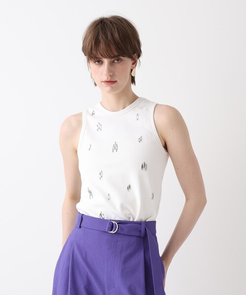 allureville(アルアバイル)の「ビジュータンクトップ(Tシャツ/カットソー・レディース・ブラック/オフホワイト/オレンジ・2)」の4枚目の写真