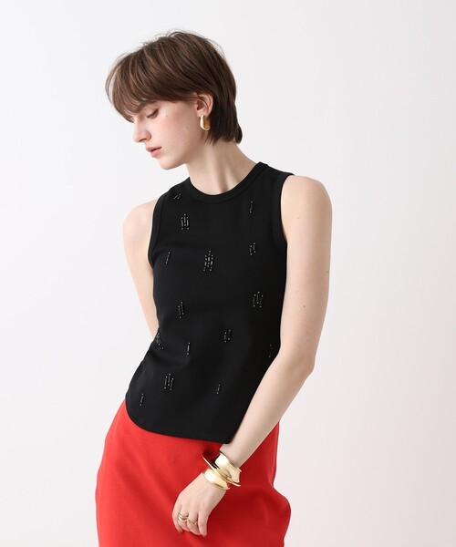 allureville(アルアバイル)の「ビジュータンクトップ(Tシャツ/カットソー・レディース・ブラック/オフホワイト/オレンジ・2)」の9枚目の写真