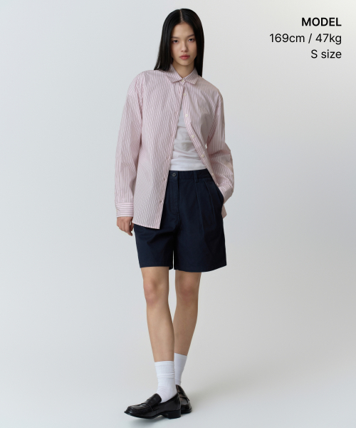 MUSINSA STANDARD WOMAN（ムシンサスタンダードウーマン）の「ウィメンズストライプリラックスドポプリンシャツ[ローズウォーター]（シャツ/ブラウス・レディース・その他・LARGE/X-SMALL/SMALL/MEDIUM）」の5枚目の写真